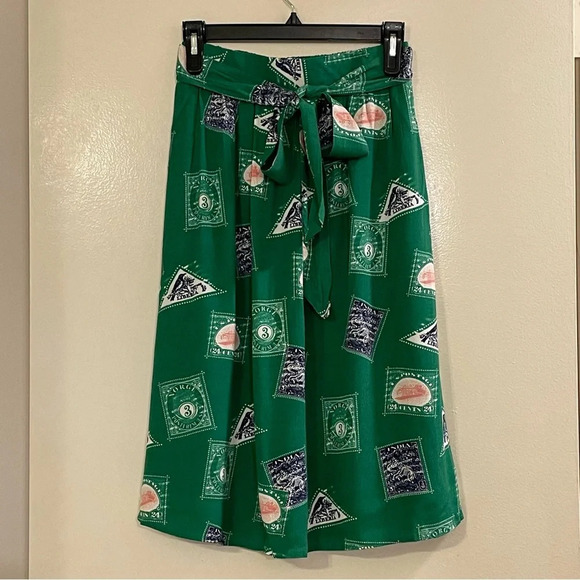 PORRIDGE by ANTHROPOLOGIE NWOT Getaway Printed Skirt in Green - Picture 6 of 11